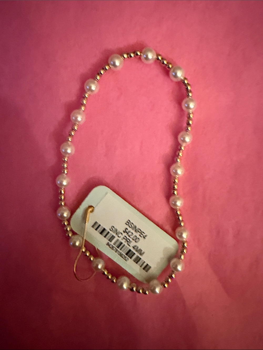 Delicate White Pearl & Gold Bead Stretch Bracelet